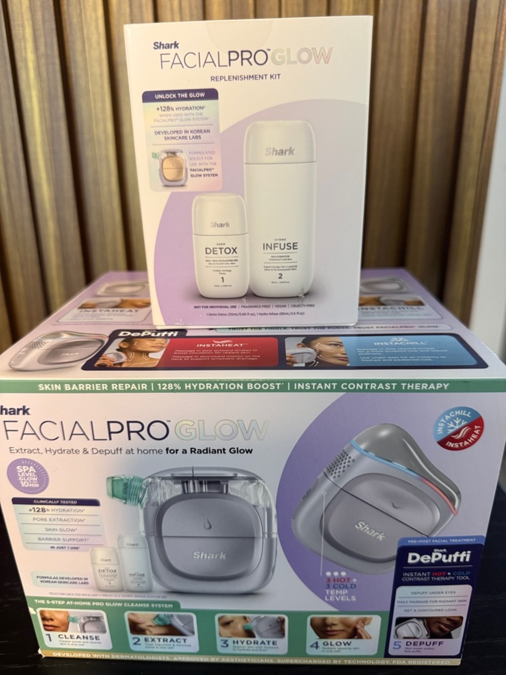 Shark FacialPro Glow Skincare Tool - Silver - Brand New & Never Opened!